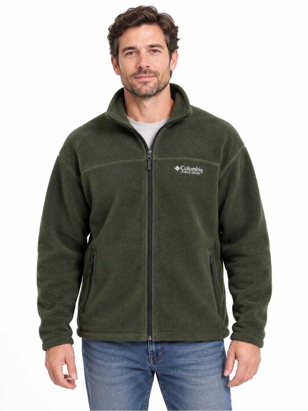 Columbia Field Gear Large Olive Green Full Zip Fleece Jacket